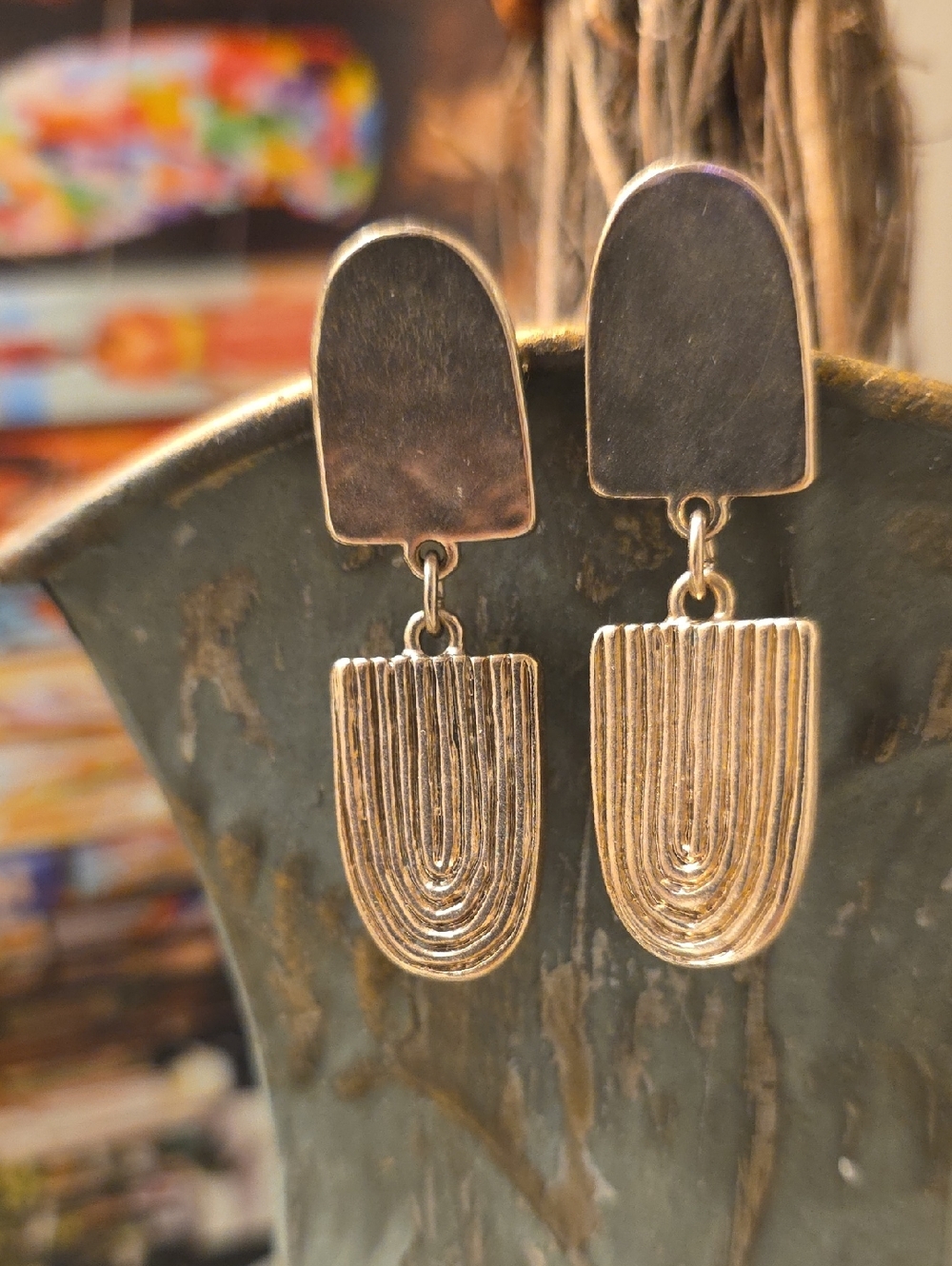Texured  Gold Tone Earrings